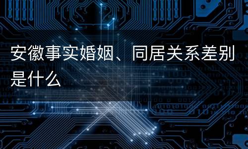 安徽事实婚姻、同居关系差别是什么