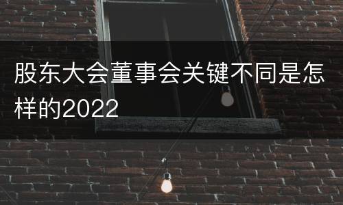 股东大会董事会关键不同是怎样的2022