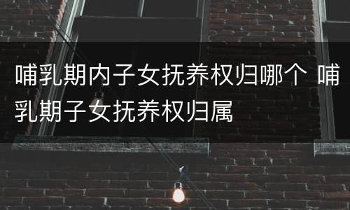 哺乳期内子女抚养权归哪个 哺乳期子女抚养权归属