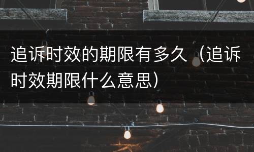 追诉时效的期限有多久（追诉时效期限什么意思）
