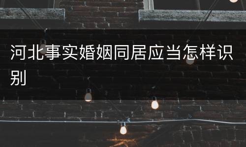 河北事实婚姻同居应当怎样识别