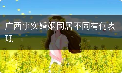 广西事实婚姻同居不同有何表现