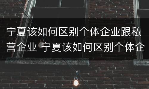 宁夏该如何区别个体企业跟私营企业 宁夏该如何区别个体企业跟私营企业