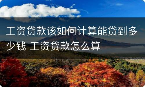工资贷款该如何计算能贷到多少钱 工资贷款怎么算