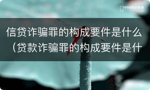 信贷诈骗罪的构成要件是什么（贷款诈骗罪的构成要件是什么）