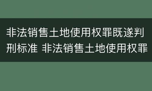 非法销售土地使用权罪既遂判刑标准 非法销售土地使用权罪既遂判刑标准是什么