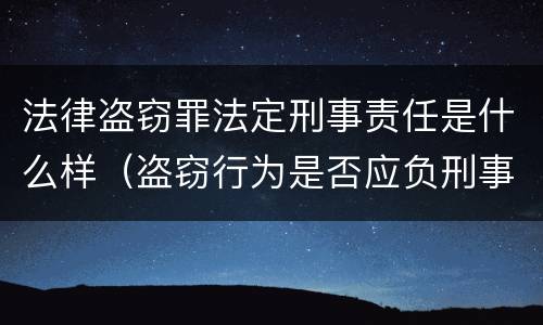 法律盗窃罪法定刑事责任是什么样（盗窃行为是否应负刑事法律责任）