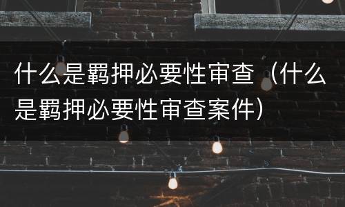 什么是羁押必要性审查（什么是羁押必要性审查案件）