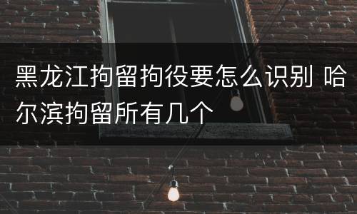 黑龙江拘留拘役要怎么识别 哈尔滨拘留所有几个
