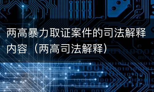 两高暴力取证案件的司法解释内容（两高司法解释）