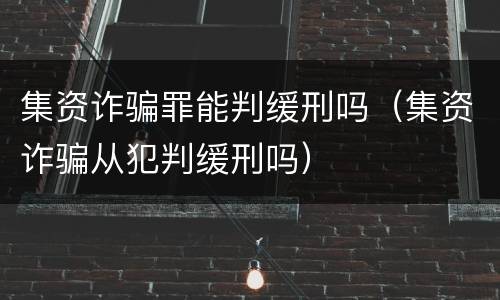 集资诈骗罪能判缓刑吗（集资诈骗从犯判缓刑吗）