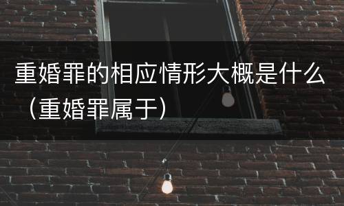 重婚罪的相应情形大概是什么（重婚罪属于）
