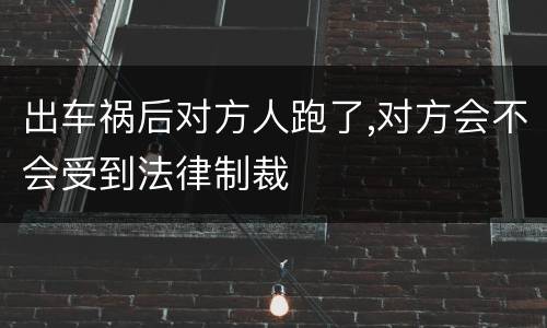 出车祸后对方人跑了,对方会不会受到法律制裁