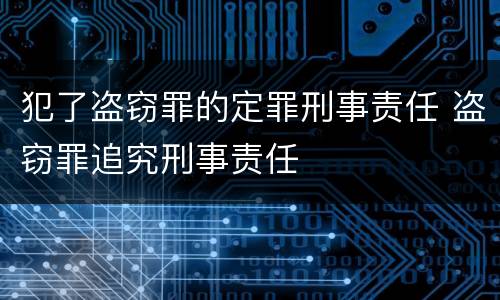 犯了盗窃罪的定罪刑事责任 盗窃罪追究刑事责任