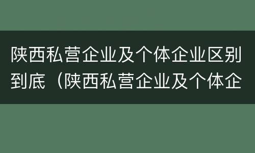 陕西私营企业及个体企业区别到底（陕西私营企业及个体企业区别到底有多大）