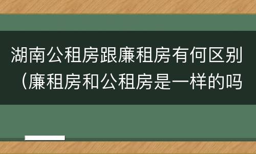 湖南公租房跟廉租房有何区别（廉租房和公租房是一样的吗）