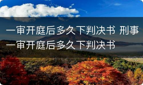 一审开庭后多久下判决书 刑事一审开庭后多久下判决书