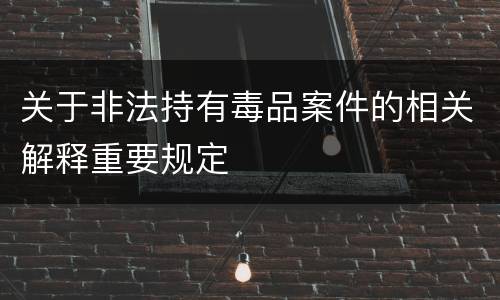 关于非法持有毒品案件的相关解释重要规定