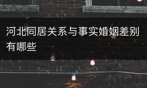 河北同居关系与事实婚姻差别有哪些