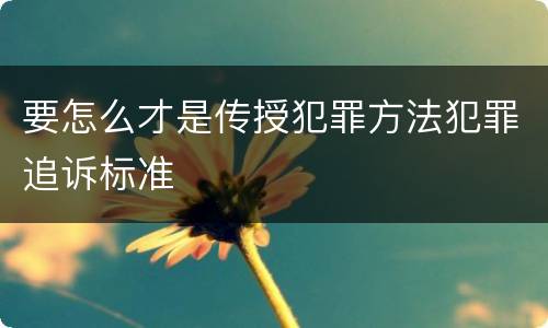 要怎么才是传授犯罪方法犯罪追诉标准