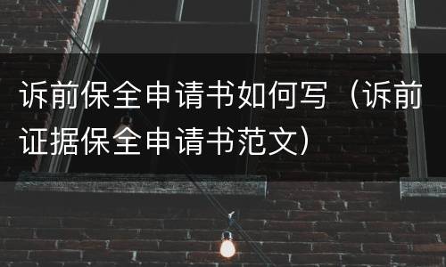 诉前保全申请书如何写（诉前证据保全申请书范文）