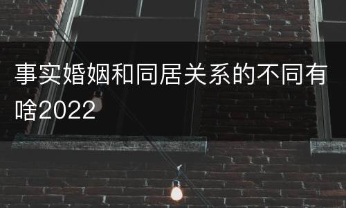 事实婚姻和同居关系的不同有啥2022