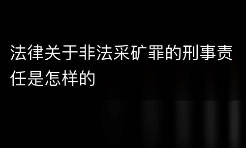 法律关于非法采矿罪的刑事责任是怎样的