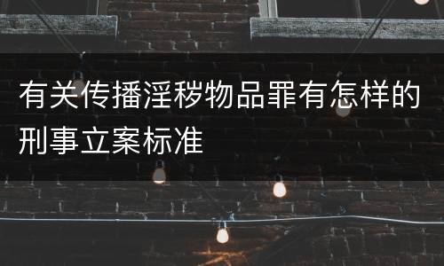 有关传播淫秽物品罪有怎样的刑事立案标准