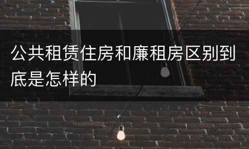 公共租赁住房和廉租房区别到底是怎样的