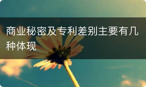 商业秘密及专利差别主要有几种体现