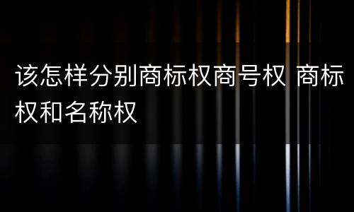 该怎样分别商标权商号权 商标权和名称权