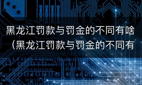 黑龙江罚款与罚金的不同有啥（黑龙江罚款与罚金的不同有啥区别）