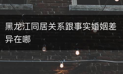 黑龙江同居关系跟事实婚姻差异在哪