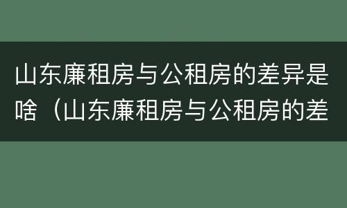 山东廉租房与公租房的差异是啥（山东廉租房与公租房的差异是啥意思）
