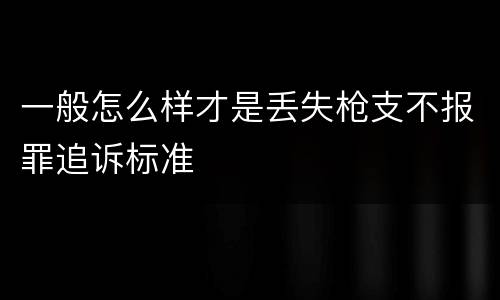 一般怎么样才是丢失枪支不报罪追诉标准