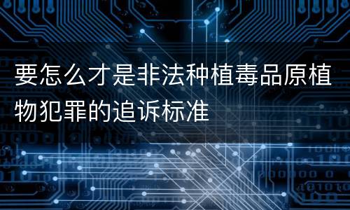 要怎么才是非法种植毒品原植物犯罪的追诉标准