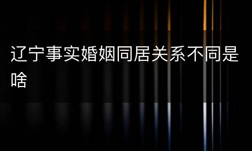 辽宁事实婚姻同居关系不同是啥
