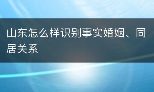 山东怎么样识别事实婚姻、同居关系
