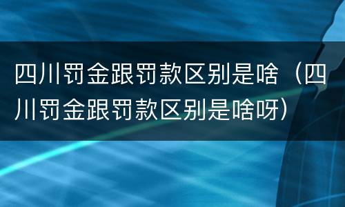 四川罚金跟罚款区别是啥（四川罚金跟罚款区别是啥呀）
