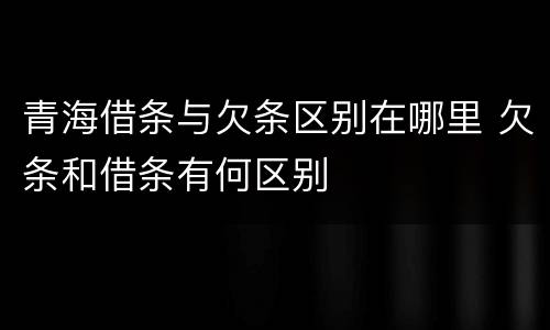 青海借条与欠条区别在哪里 欠条和借条有何区别