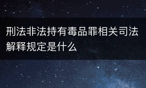 刑法非法持有毒品罪相关司法解释规定是什么