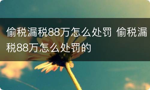 偷税漏税88万怎么处罚 偷税漏税88万怎么处罚的