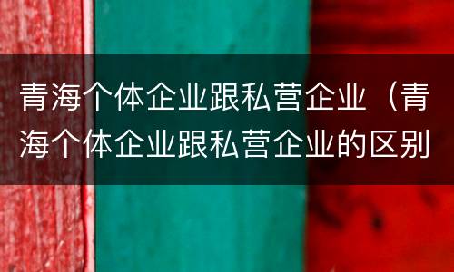 青海个体企业跟私营企业（青海个体企业跟私营企业的区别）