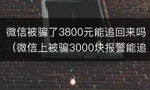 微信被骗了3800元能追回来吗（微信上被骗3000块报警能追回来吗?）