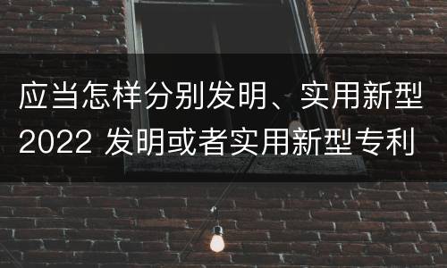 应当怎样分别发明、实用新型2022 发明或者实用新型专利