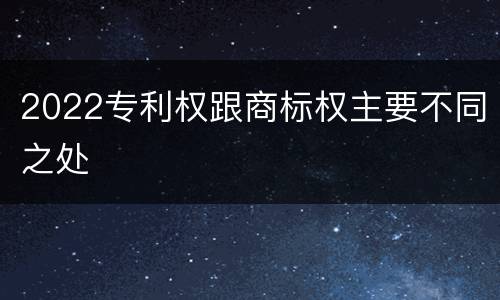 2022专利权跟商标权主要不同之处