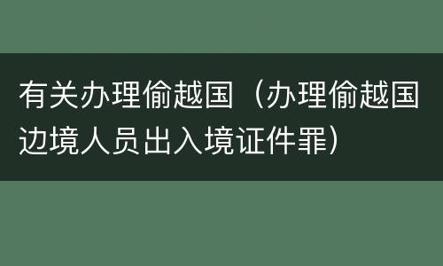 有关办理偷越国（办理偷越国边境人员出入境证件罪）