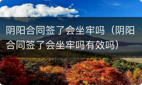 阴阳合同签了会坐牢吗（阴阳合同签了会坐牢吗有效吗）