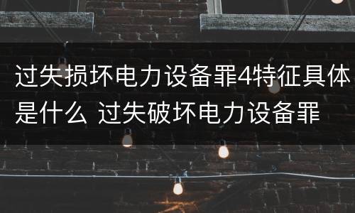 过失损坏电力设备罪4特征具体是什么 过失破坏电力设备罪