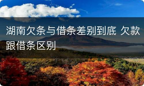 湖南欠条与借条差别到底 欠款跟借条区别